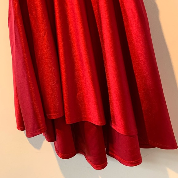 Jr City Studio 1 Shoulder Fit-and-flare Mini Silky Soft Red Dress pockets Sz 15 - Picture 8 of 12
